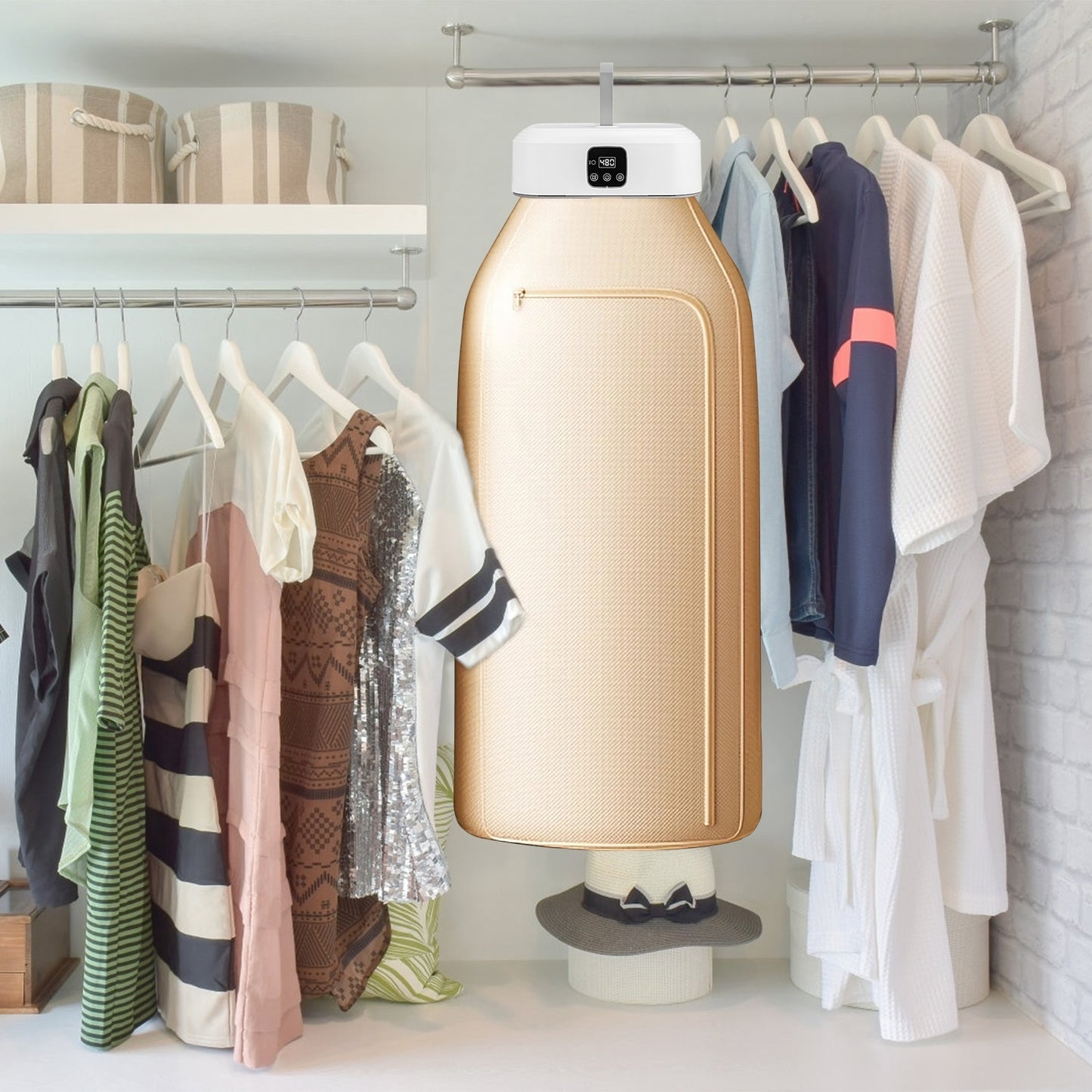 Portable Clothes Dryer, Secadora De Ropa Mini Clothes Drying Machine with Timer & Remote, Fold-able Fast Drying Laundry Device with 2 Modes, Suitable for Apartments, Dorms, RV, and Travel Home