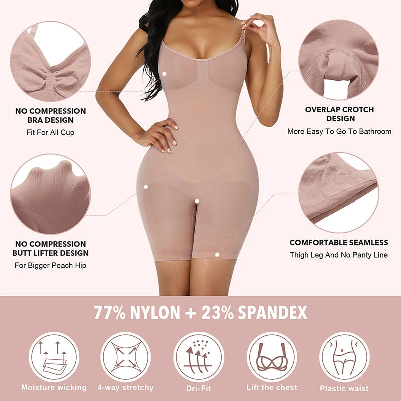 Vuggis™ Seamless Shapewear Bodysuit for Women – Tummy Control Waist Cincher, Slimming One-Piece Body Shaper, Butt-Lifting & Chest Support