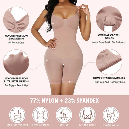 Vuggis™ Seamless Shapewear Bodysuit for Women – Tummy Control Waist Cincher, Slimming One-Piece Body Shaper, Butt-Lifting & Chest Support